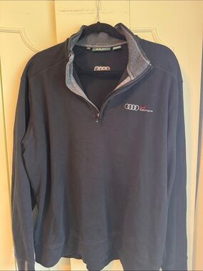 Bobby Jones Black Half-Zip Sweater with Gray Trim